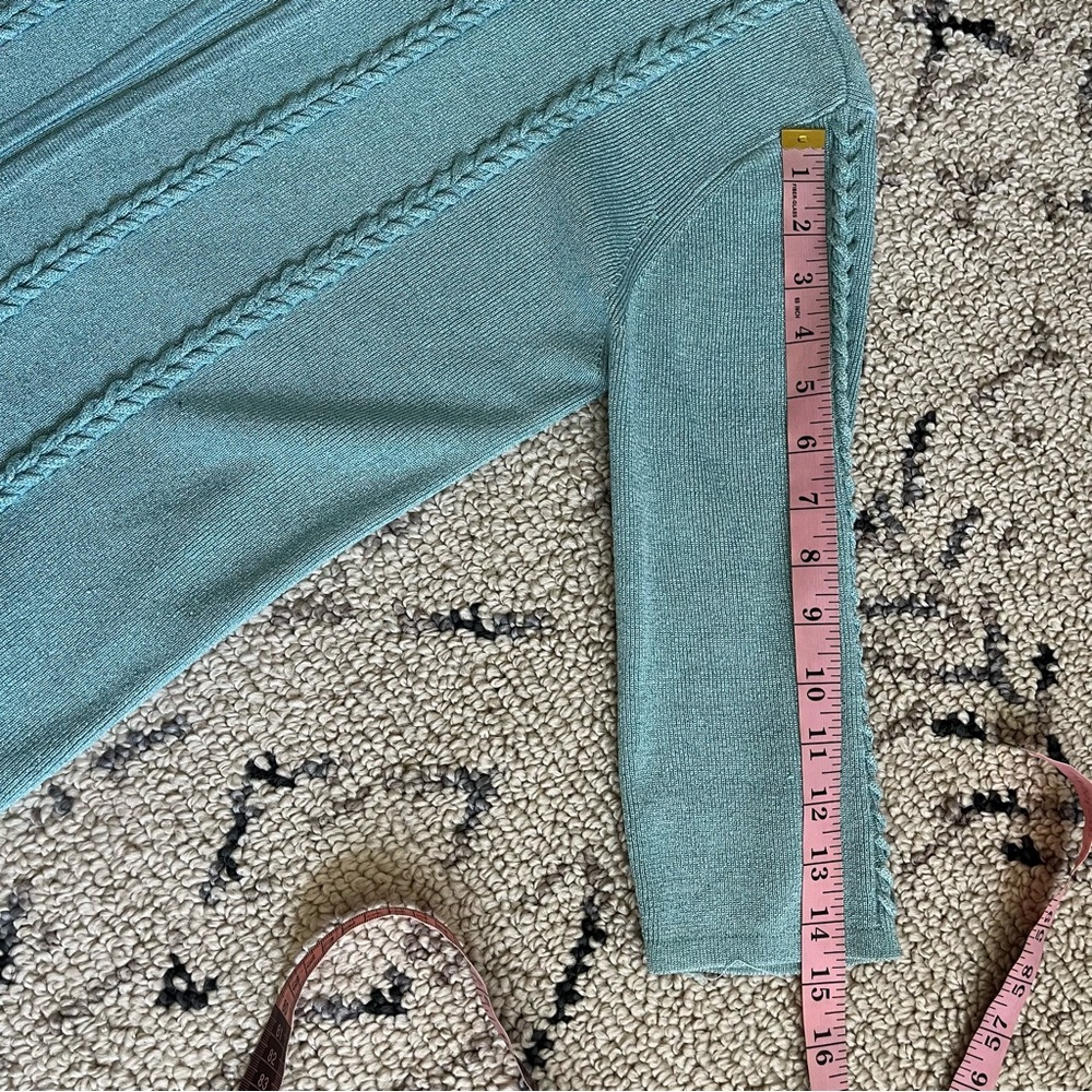 Vintage J.A.C. Silk Metallic Blue Cardigan 3/4 Sleeve M Sabrina Carpenter Inspo - Picture 8 of 8